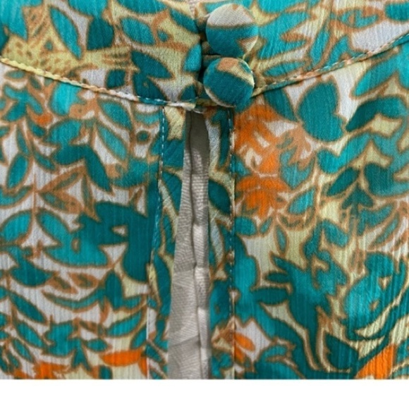 Adrianna Papell Dress 10 Floral Leaf Chiffon Pleated Fit & Flare Midi Feminine - Picture 2 of 16